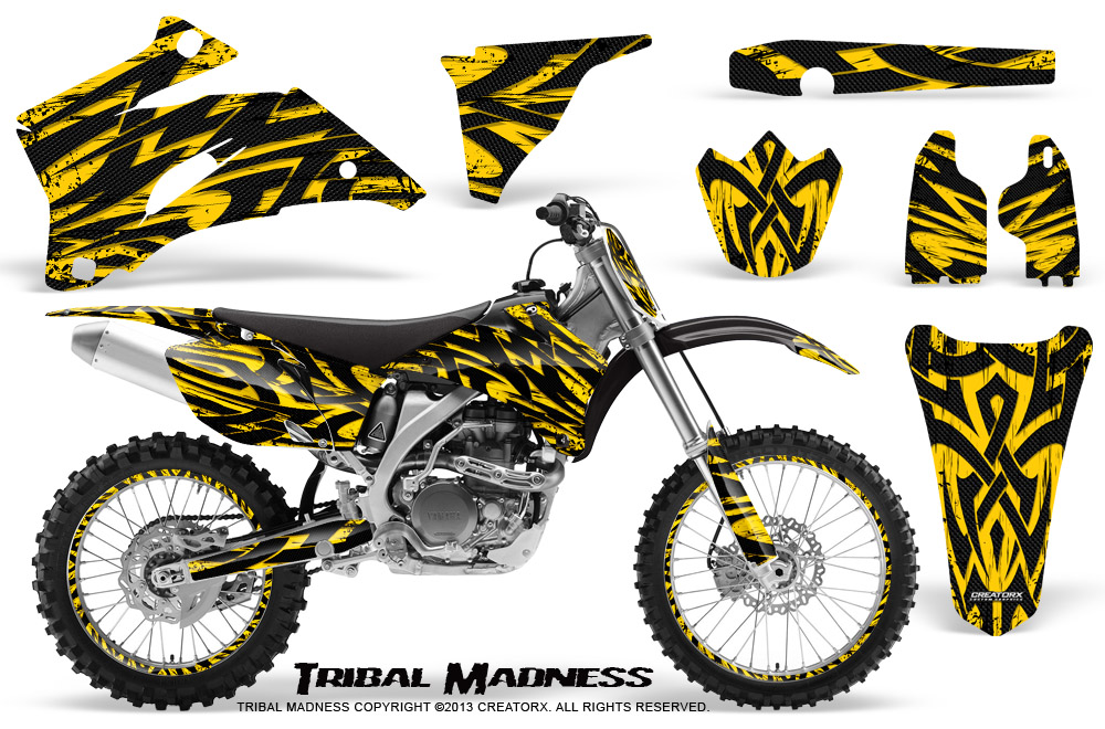 Yamaha YZ 250F 450F 06-09 Graphics Kit Tribal Madness Yellow NP Rims